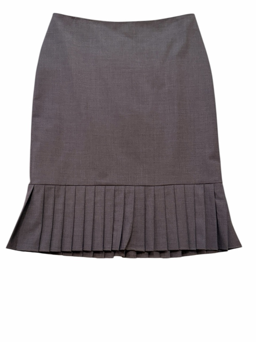 Talbots Grey Wool-Blend Suiting Classic Pleated Hem Pencil Skirt 8